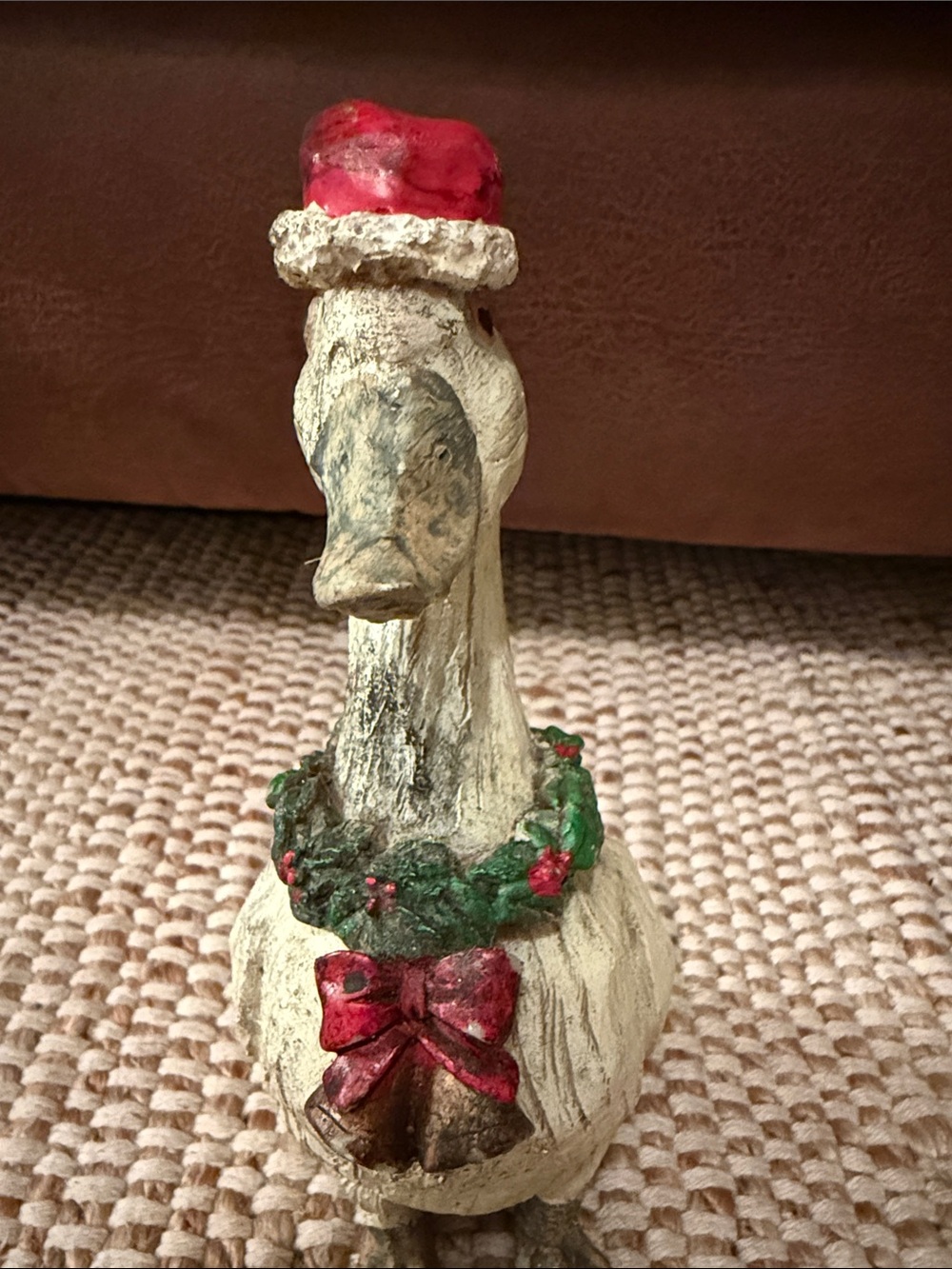 Christmas Goose Duck Vintage Rustic (Wood Look) Handmade Resin Figurine - Picture 3 of 5